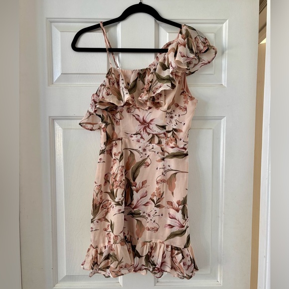 One Shoulder Floral Ruffle Dress - Picture 1 of 2